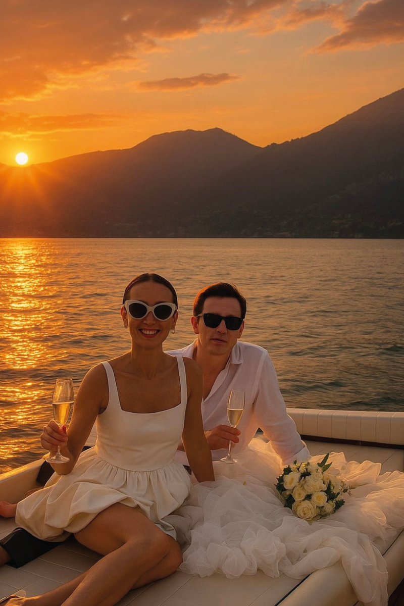 boat tour Lake Como: aperitif at the sunset on board