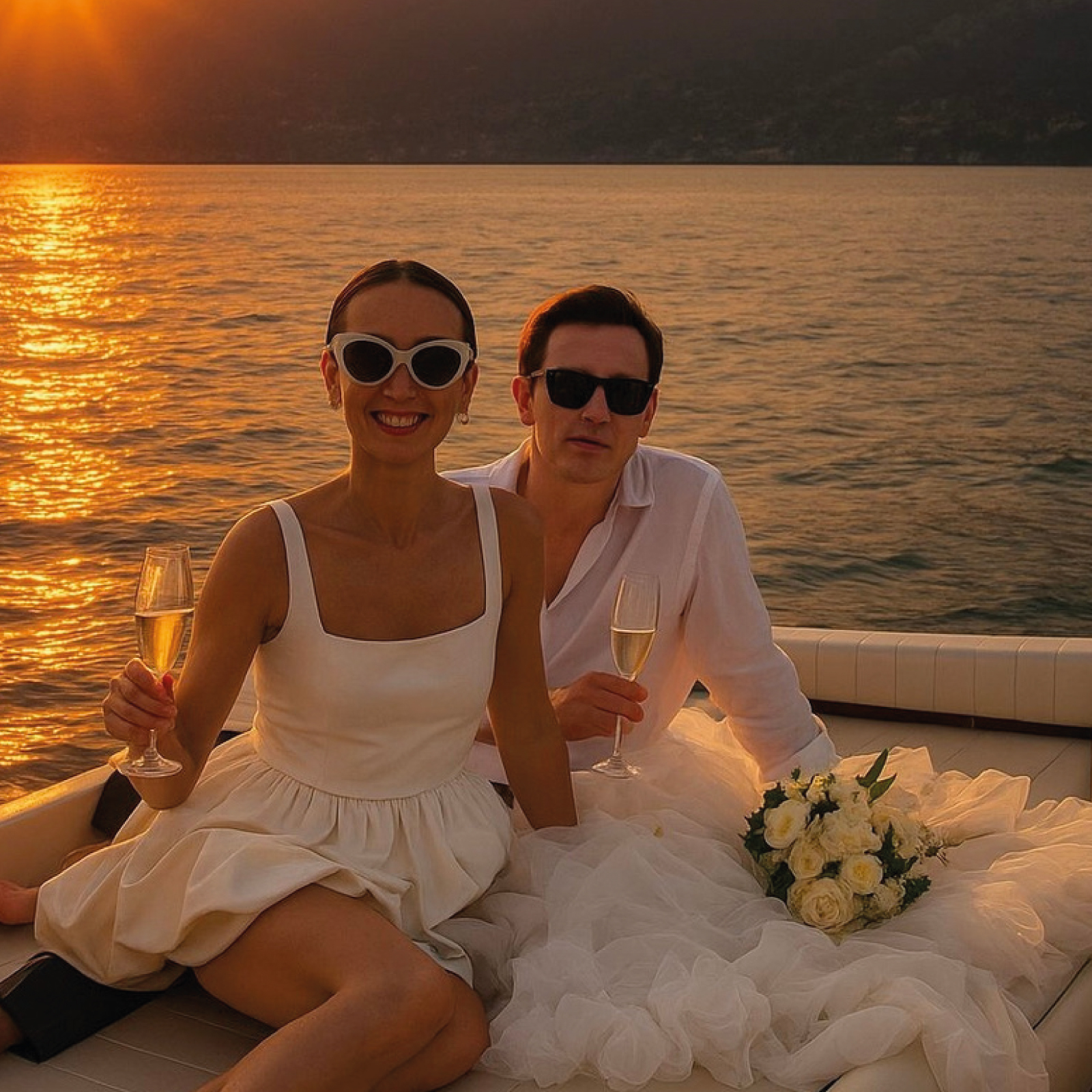 boat tour Lake Como: aperitif at the sunset on board