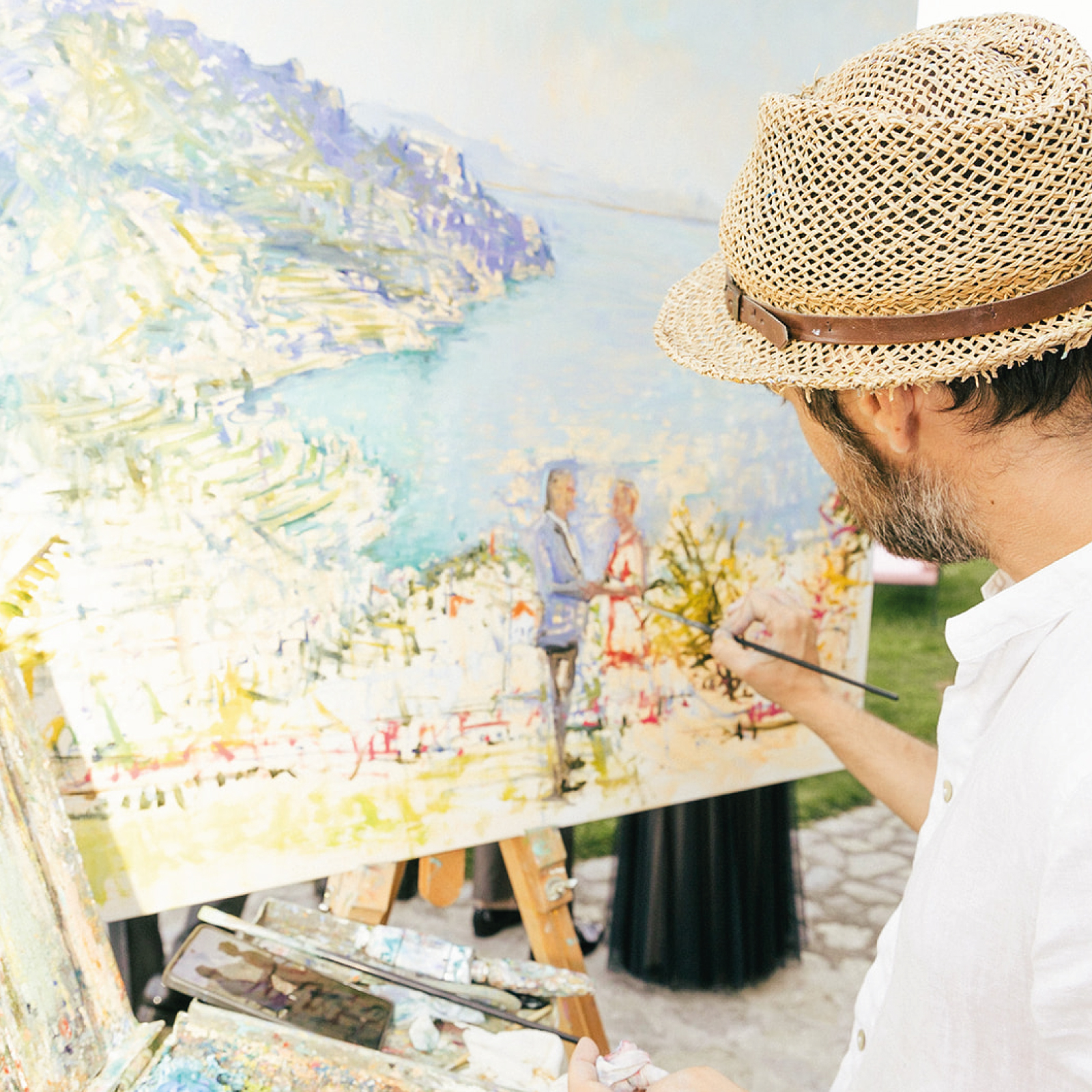 Wedding proposal Amalfi coast Live painting for couples